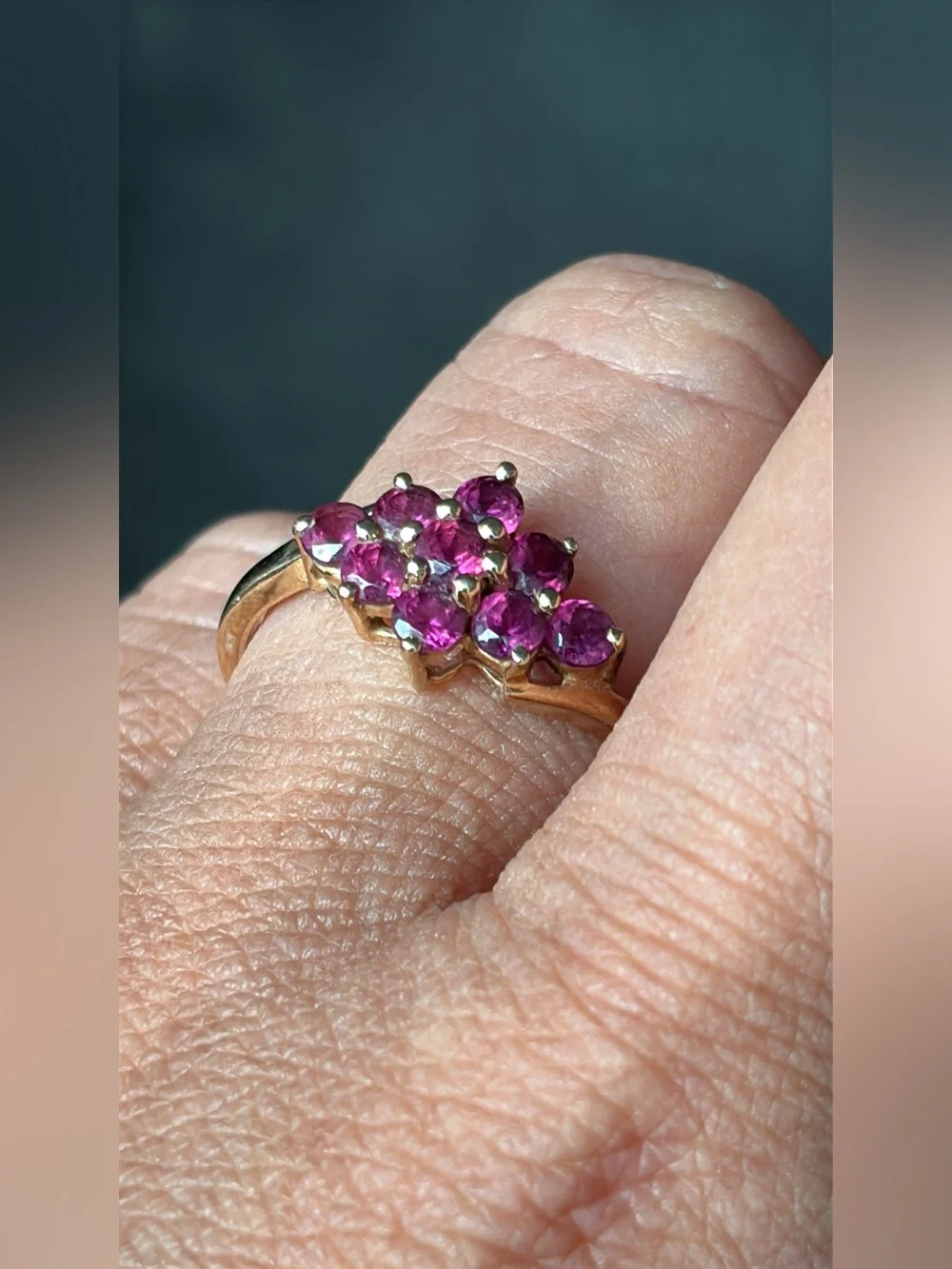 14k Gold Ring Pink Sapphire Cluster by STS